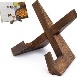 NEW Wooden Cookbook Holder, Rustic Cook Book Holder Stand - Rustic Brown